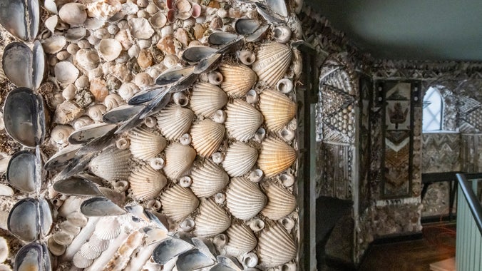 Detail of the Shell Gallery at A la Ronde, Devon